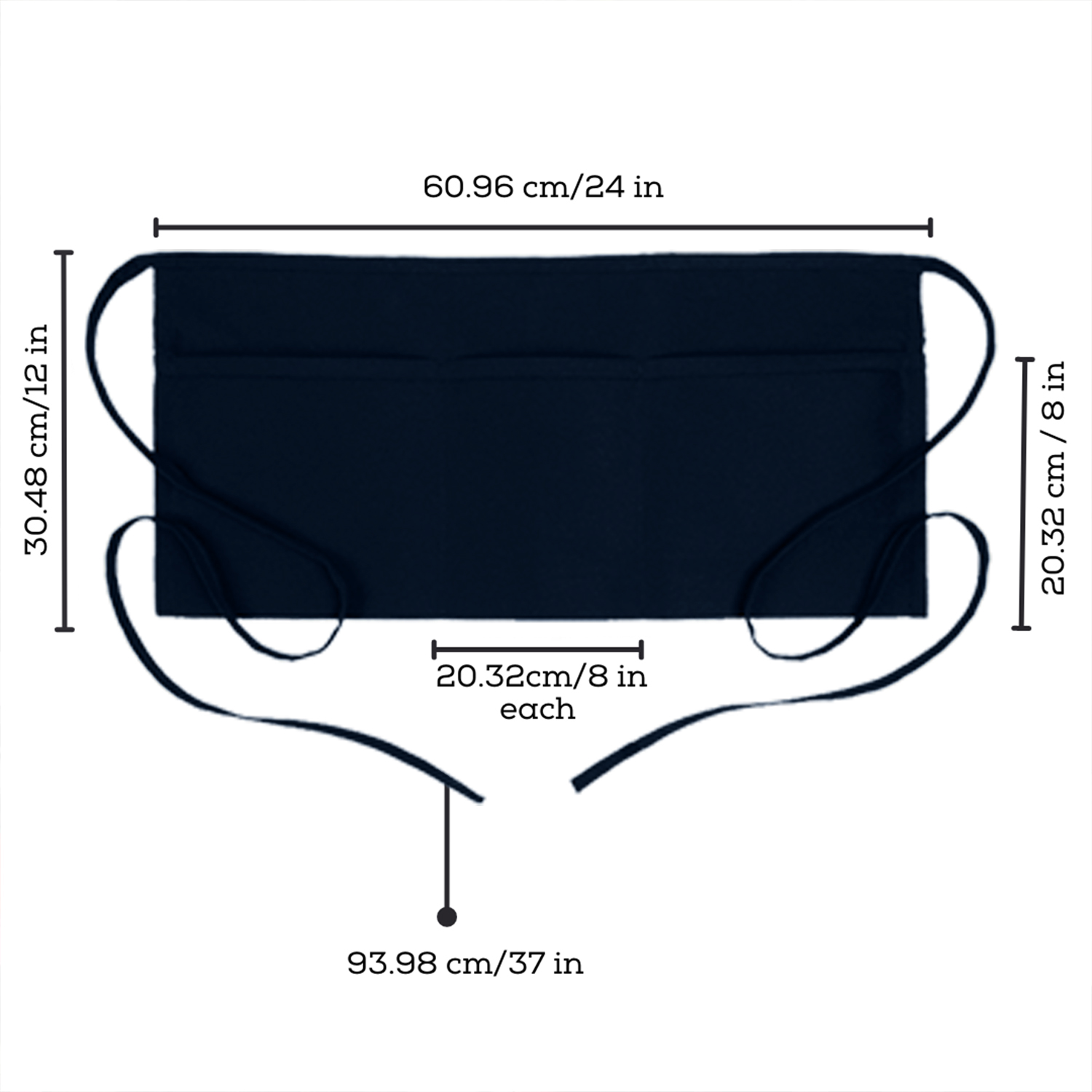 GREEN LIFESTYLE Server Aprons With 3 Pockets - Waist Apron, Waitress Apron For Women And Man, Water Resistant With Long Waist Strap Reinforced Seams, Half Apron (12 Pack - Black - View #14